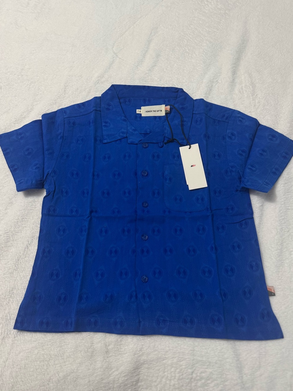 Honor the Gift Boys Kids Century Camp Blue Button Up Shirt Size 7-8